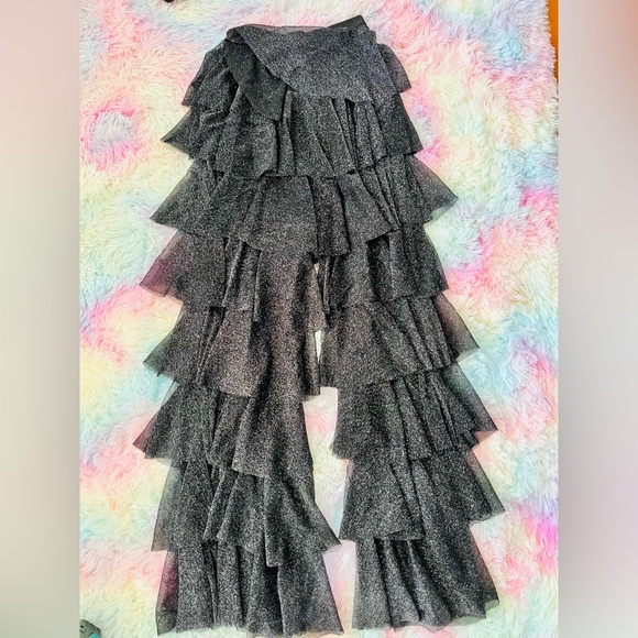 Black Ruffled Pants - Picture 2 of 2